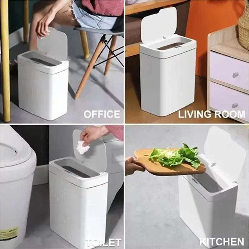 15-Liter Smart Trash Can Automatic Touchless, Waterproof Sensor Trash Bin for Bathroom Kitchen Bedroom, Odorless Modern Basket