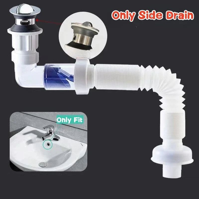Flip Top Anti-Odor Drain Pipe Set Kitchen Sink Drain Anti Clogging