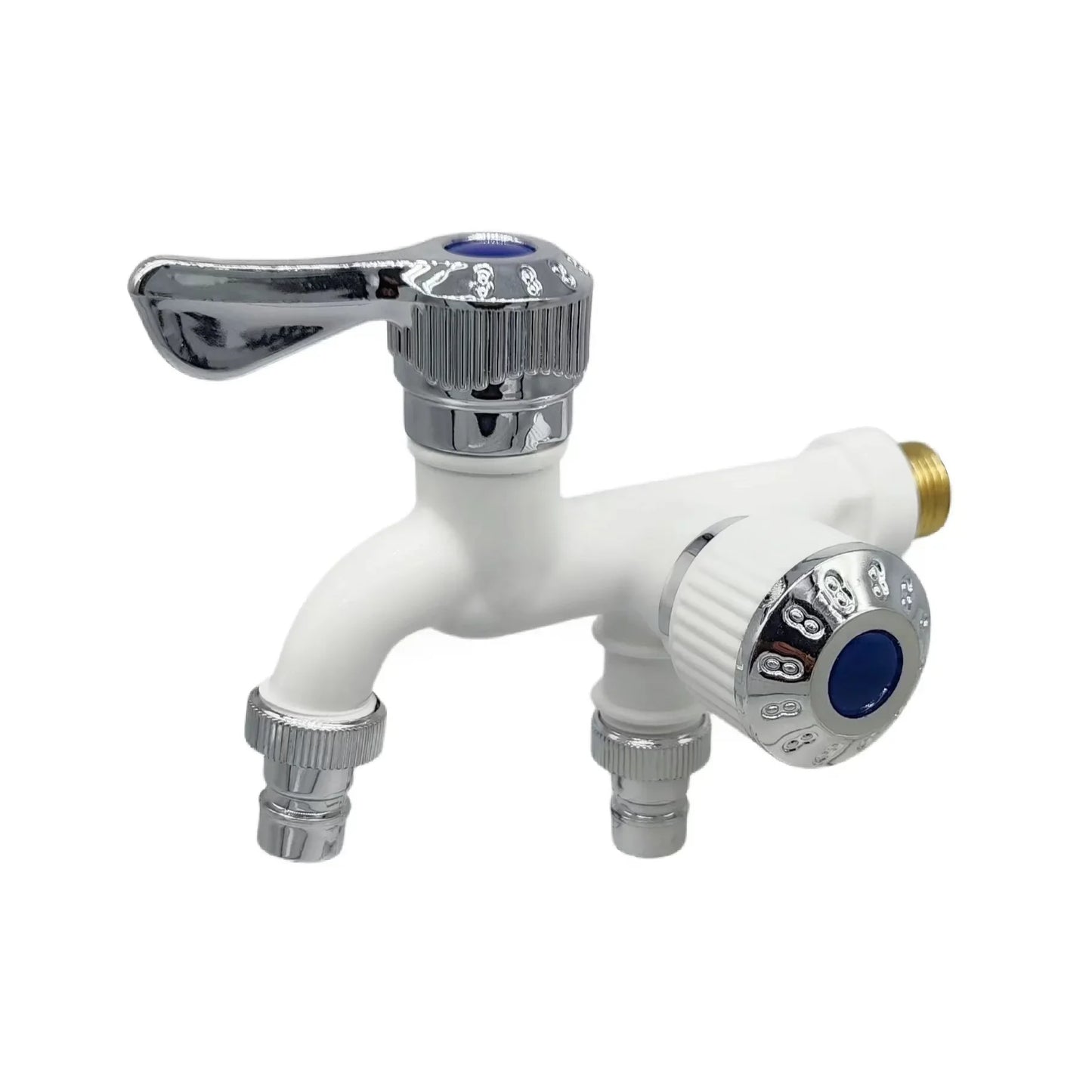 Faucet Double Outlet Dual Control Water Tap Plastic Connector 1/2" Universal Interface