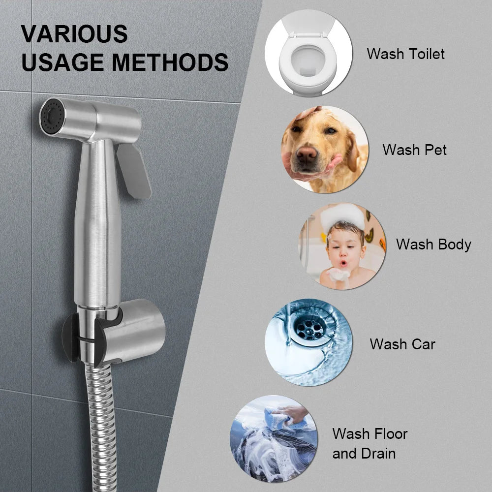 Bidet sprayer set For toilet ,hand sprayer self cleaning Hand Bidet faucet Stainless Steel