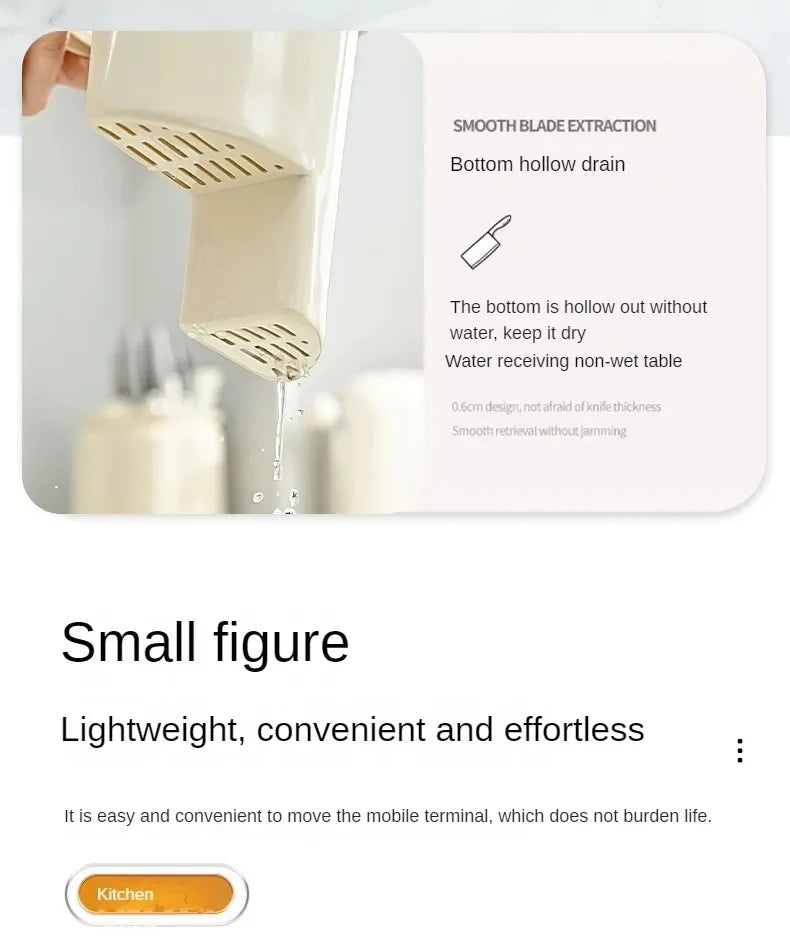 Kitchen Rotary Storage Knife Holder Cream Wind Multifunctional Storage Tool Holder Issued for Home Storage