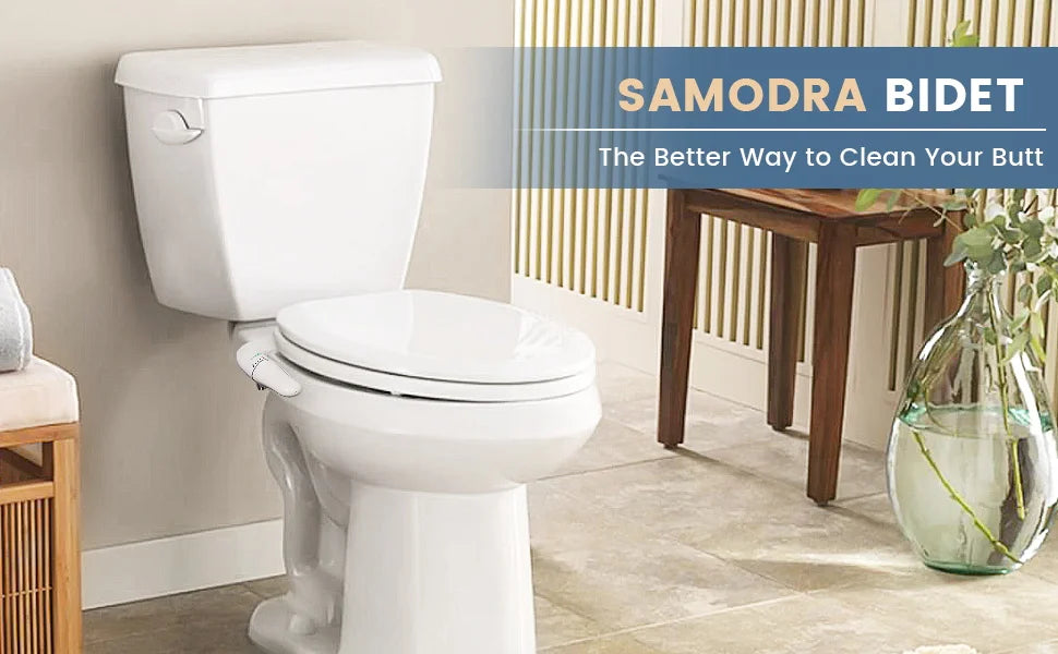 Ultra Slim Bidet Attachment for Toilet Seat - Dual Nozzle, Adjustable Water Pressure, Non-Electric