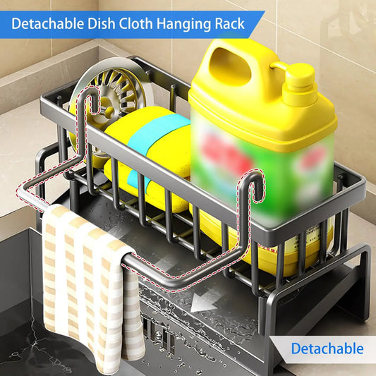Kitchen Sink Drain Rack Organizer ABS Plastic Self-draining Sink Shelf Soap Sponge Holder Dishcloth Towel Rack filter basket