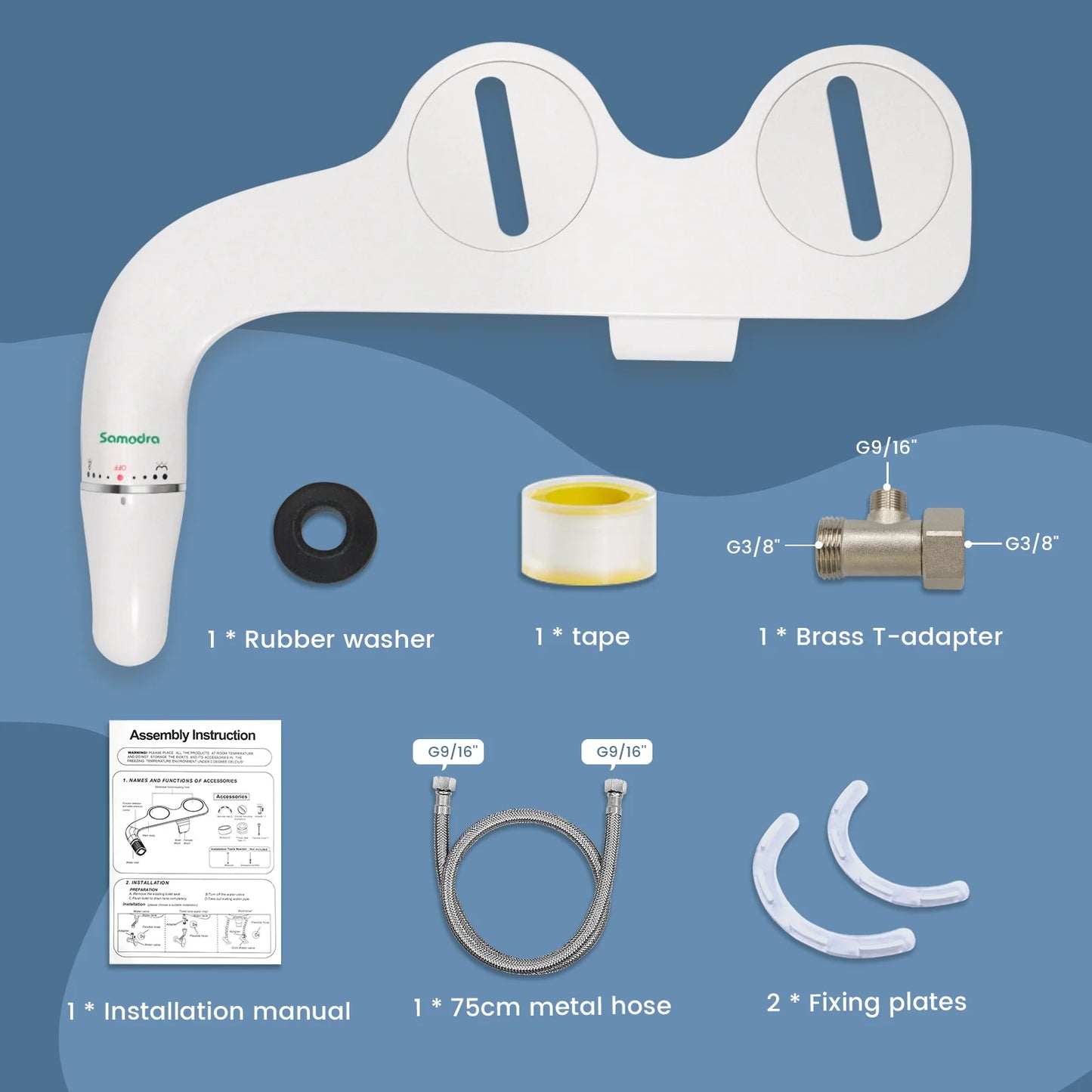 Ultra Slim Bidet Attachment for Toilet Seat - Dual Nozzle, Adjustable Water Pressure, Non-Electric