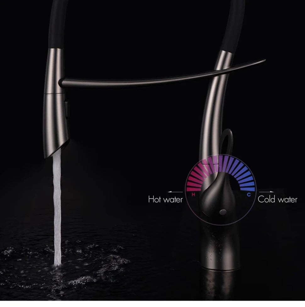 Pull Out Sensor Kitchen Faucet Single Handle Digital Display Intelligent Control