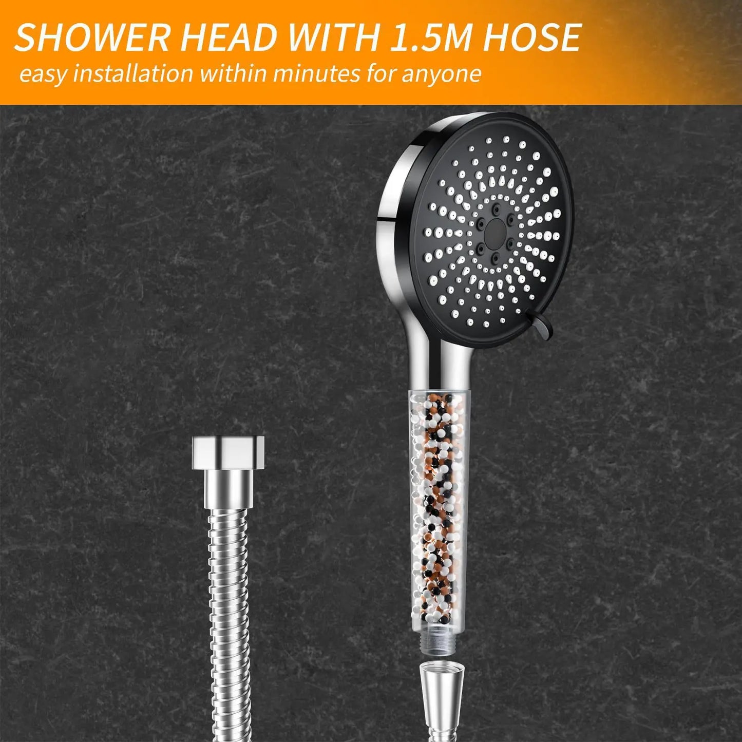 Bathroom Handheld 5-speed Adjustment Filter Booster Shower Head