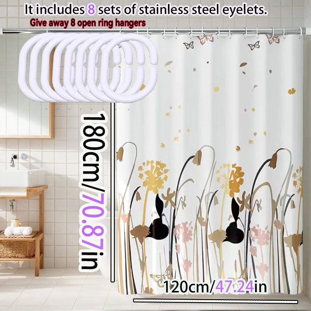 Dandelion pattern shower curtain PEVA material waterproof curtain
