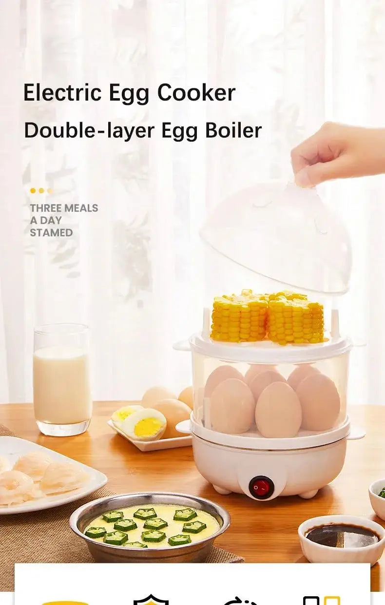 110V/220V Multifunctional Electric Egg Boiler Double Layers Egg Cooker Mini Steamer