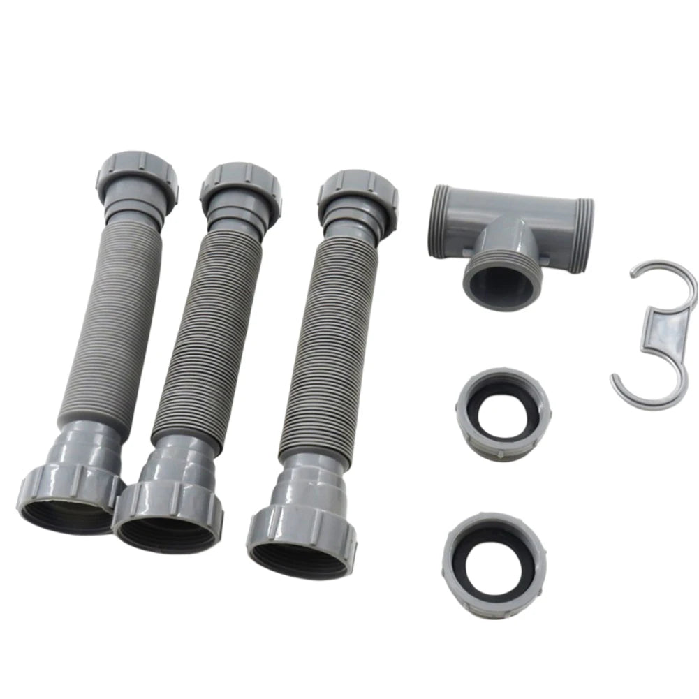 Comprehensive Plumbing Solution Double Sink Drain Kit with Flexible P Trap Pipes