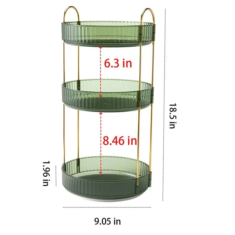 Rotating Makeup Organizer for Vanity 3 Tier Skincare Organizers