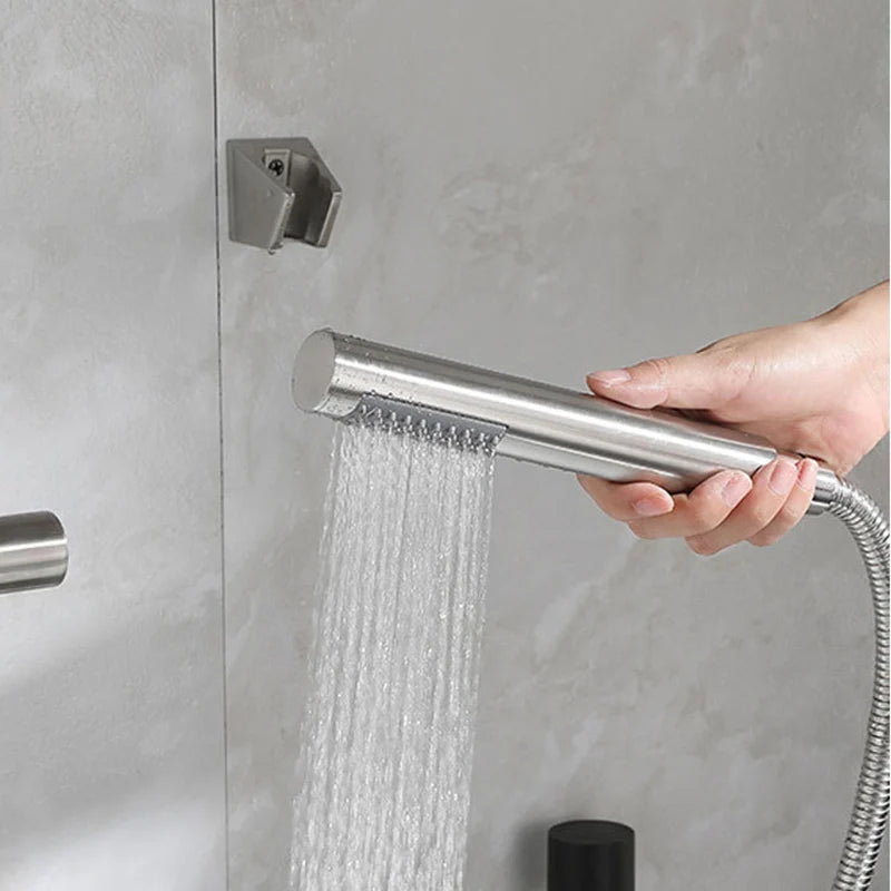 Handheld Cylindrical Stainless Steel Booster Shower Head