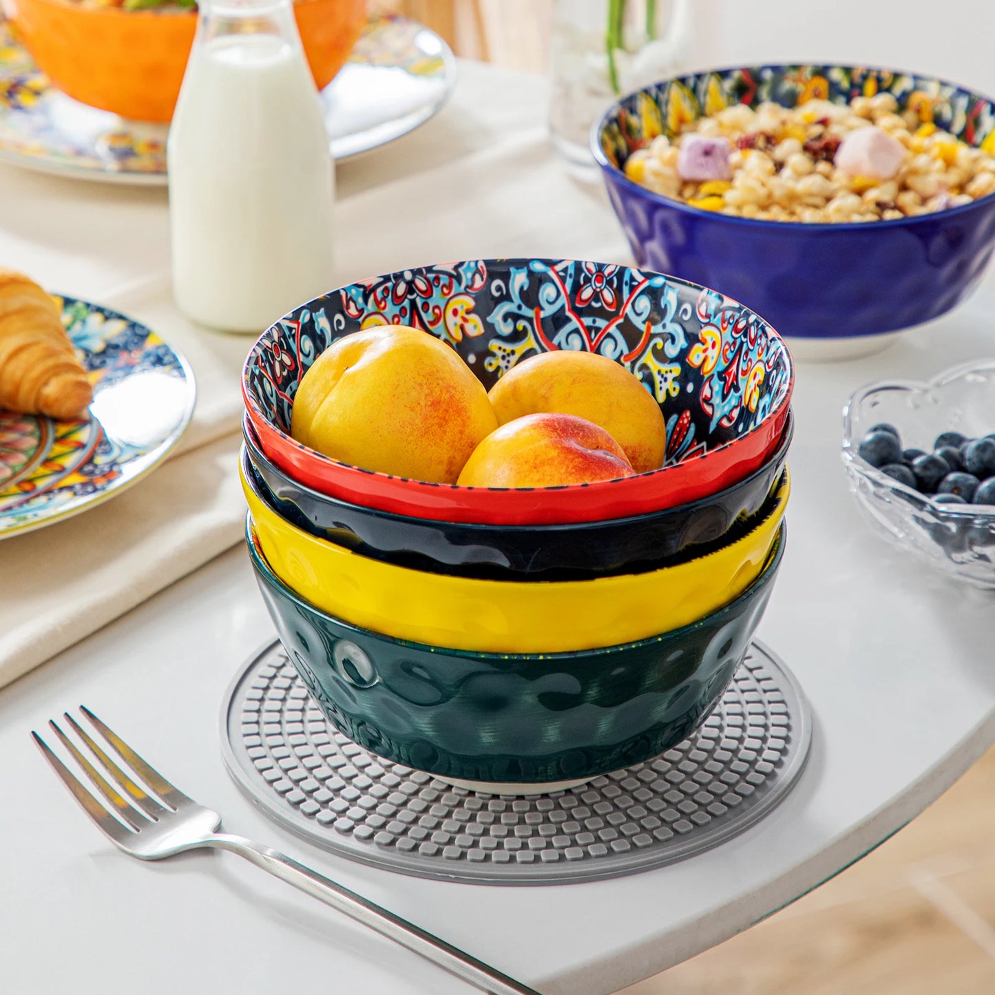 12/16/18/24 Piece Ceramic Dinnerware Set Stoneware Bohemian Style