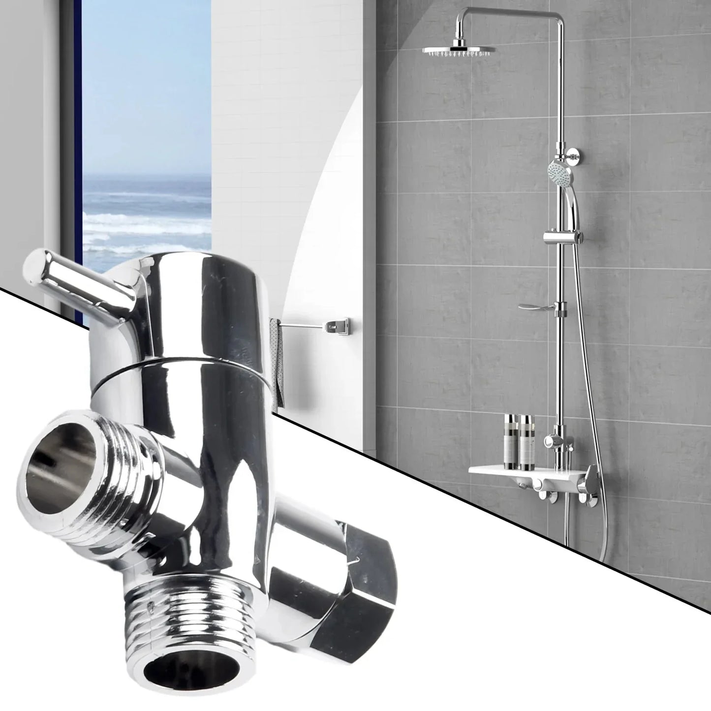 3 Way Shower Head Diverter Valve G1/2 Three Function Switch Adapter Connector