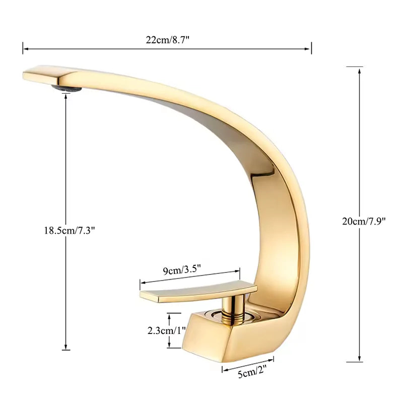Luxury Brass Basin Faucet Deck Mounted Black Hot Cold Mixer Tap Single Hole For Bathroom
