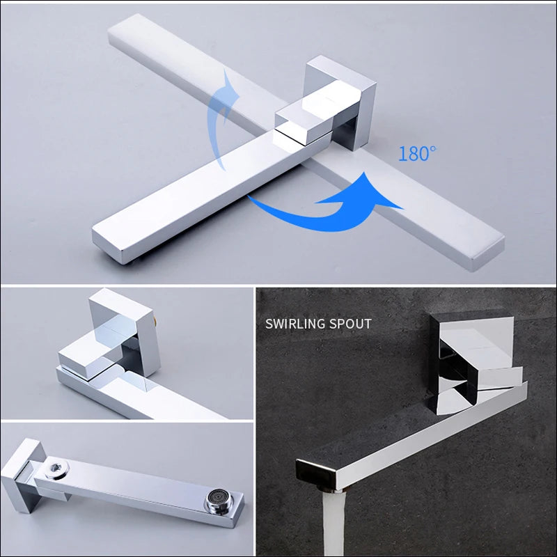 Chrome Bathroom Shower Faucet Set 2/3 Way Rainfall Mixed Brass Diverter Mixer Tap 8-16" Head Wall Mounted Embedded Box Control