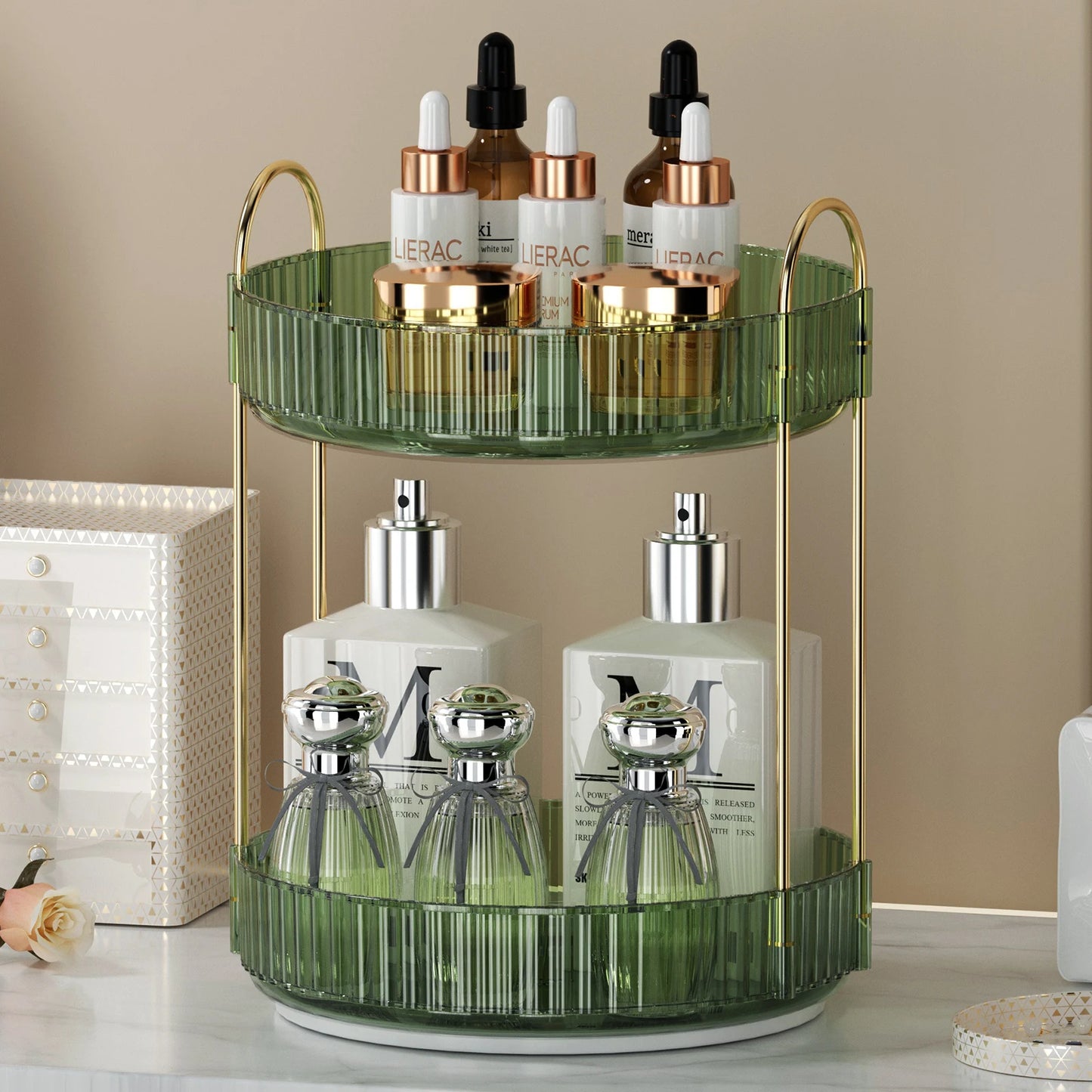 Rotating Makeup Organizer for Vanity 3 Tier Skincare Organizers