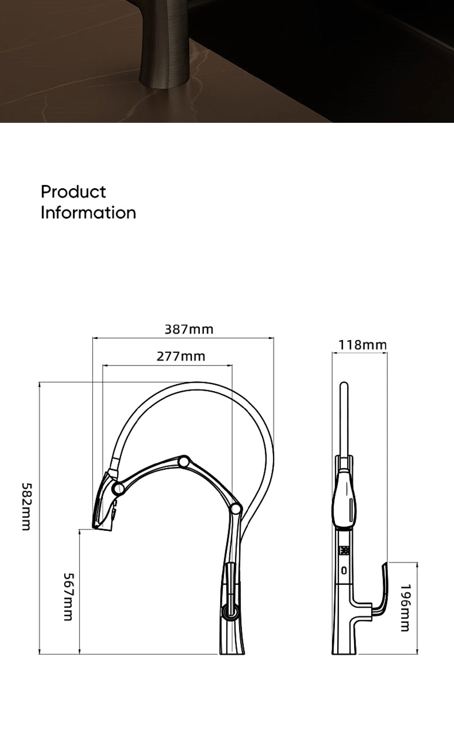 Luxury brass gun gray kitchen faucet Digital display Intelligent induction magnetic suction Pull-Out design Cold & hot sink Tap