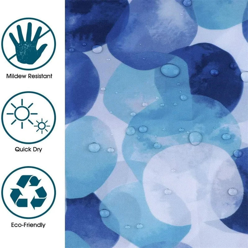Shower Curtain Waterproof Fungus Resistant Polyester Blue Petal Shower Curtain For Bath Tub Shower Enclosure With Hooks
