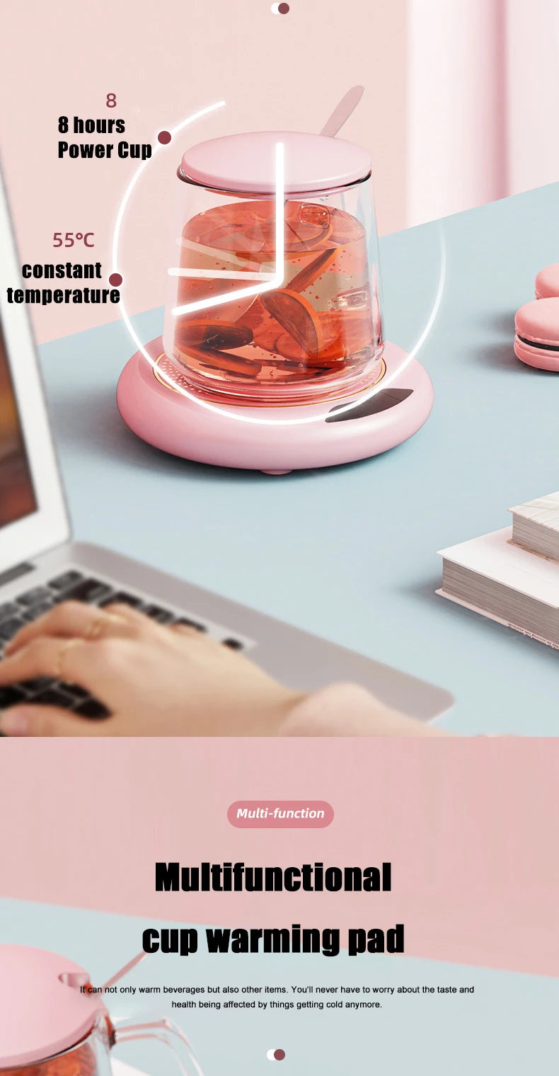 Thermostatic Heating Coaster USB Home Heating Coaster 3-speed Adjustment Heating 55 Degrees Constant Temperature