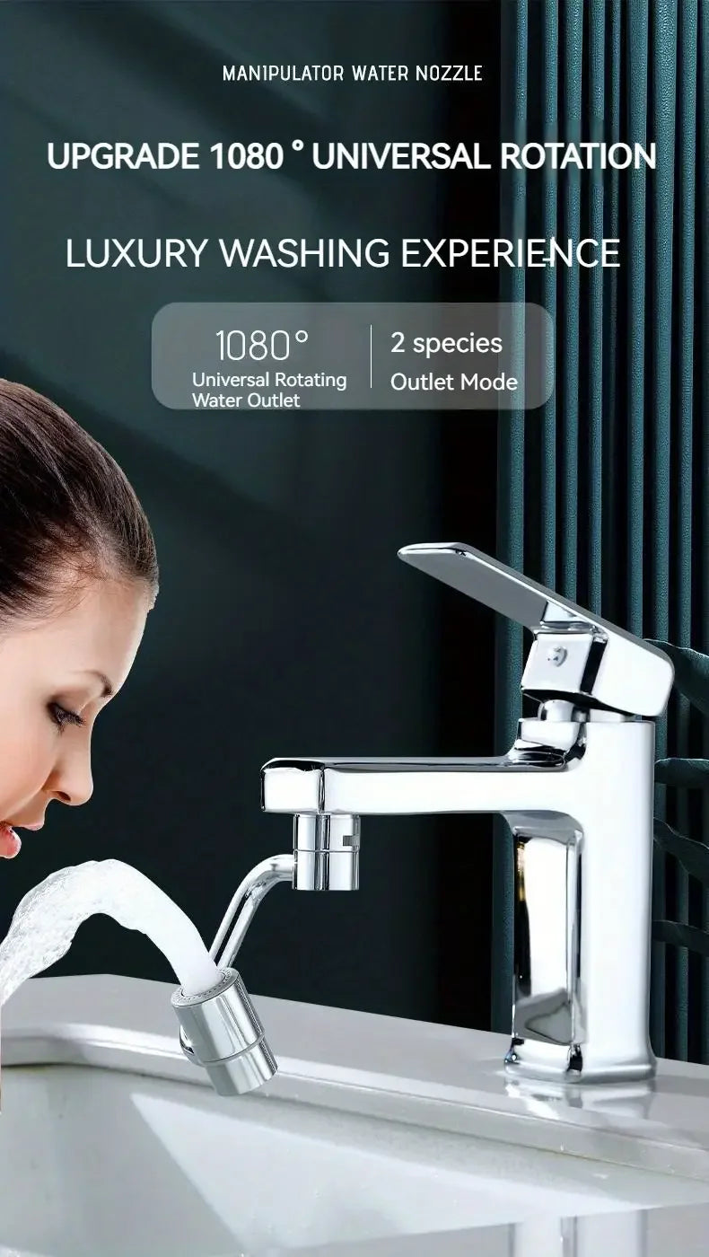 1080° Swivel Faucet Extender Universal Splash proof Dual Spray Modes