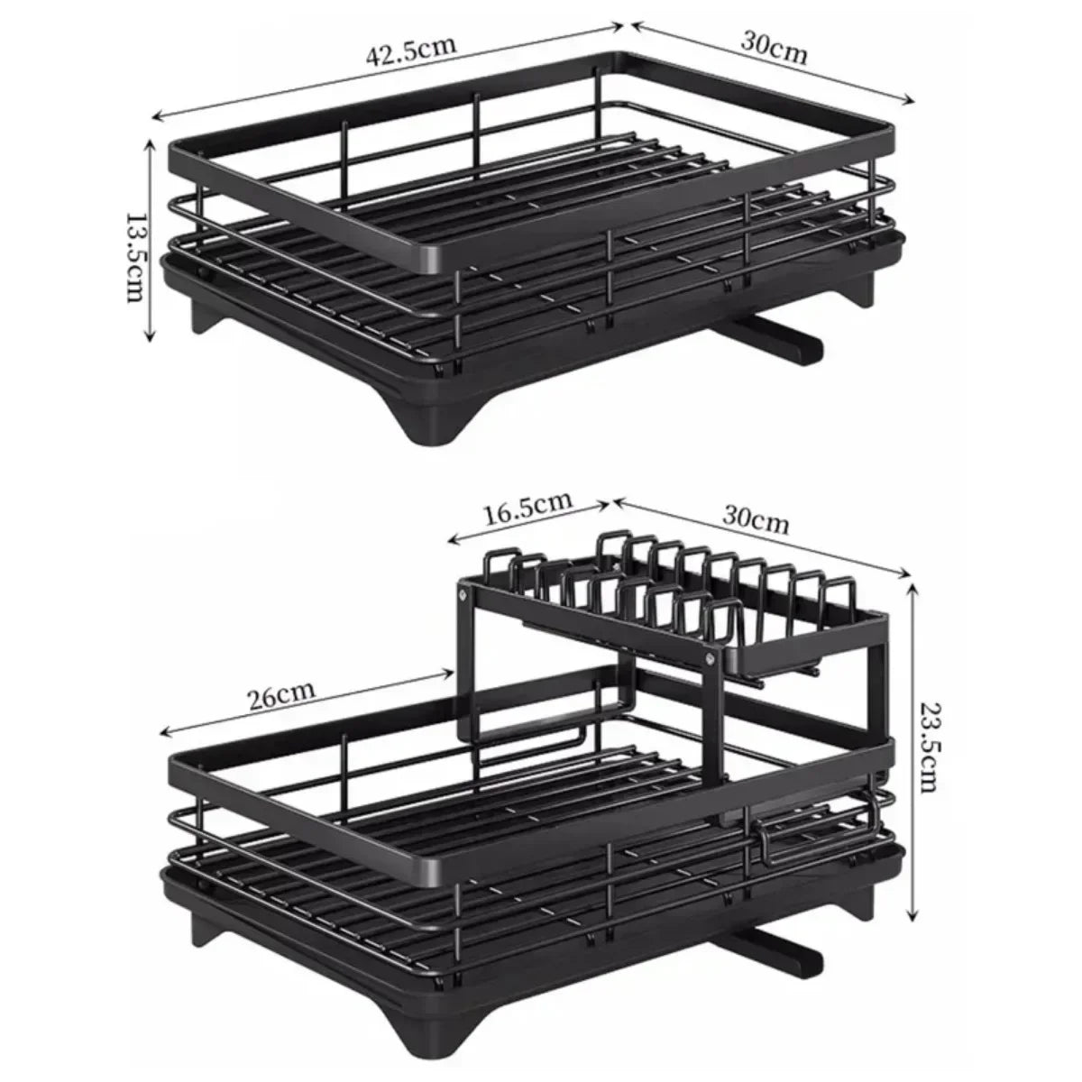 Bowl Rack - 2 Tier Dish Drainer Storage Adjustable Space Saving Kitchen Utensil Organizer for Plates Cups Cutlery