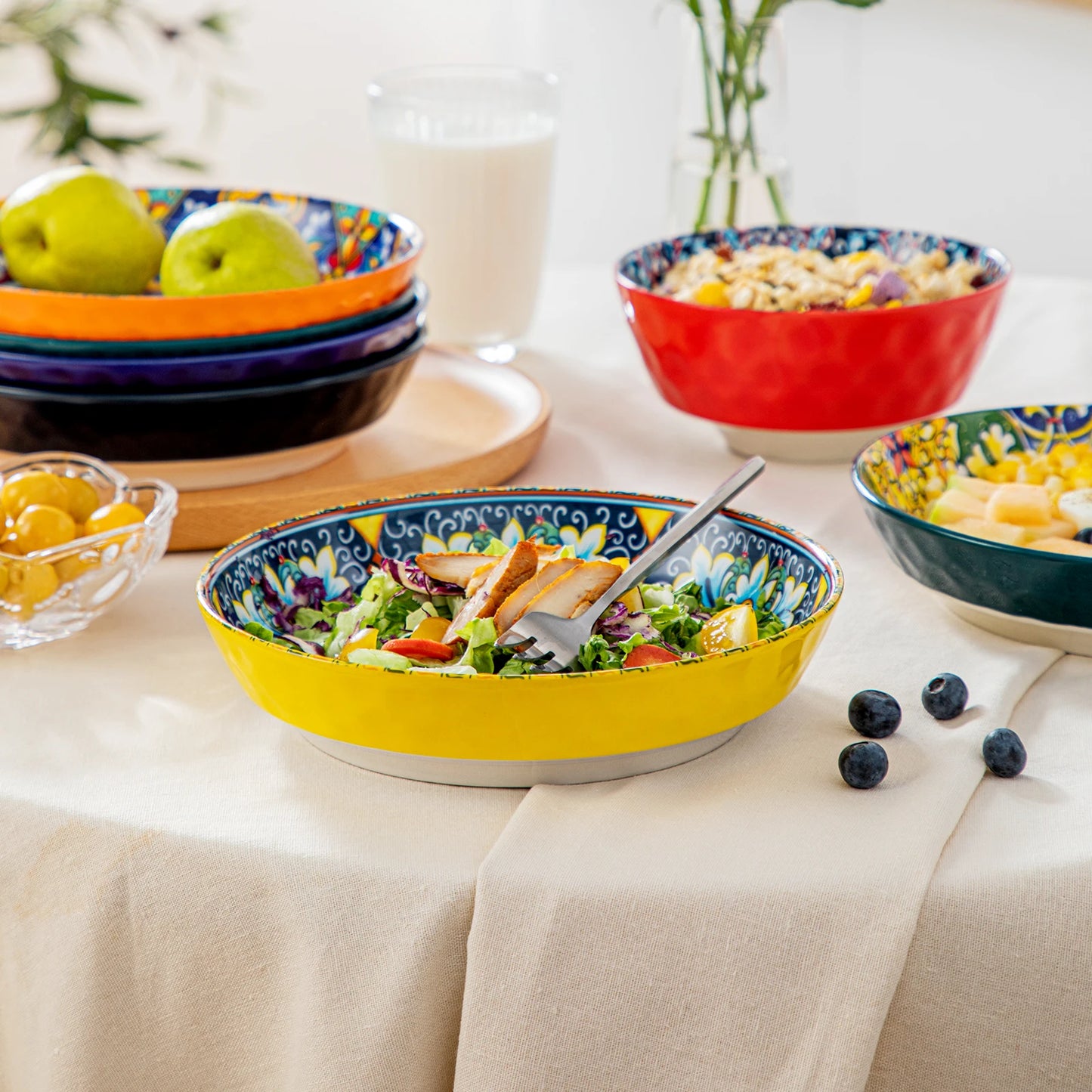 12/16/18/24 Piece Ceramic Dinnerware Set Stoneware Bohemian Style