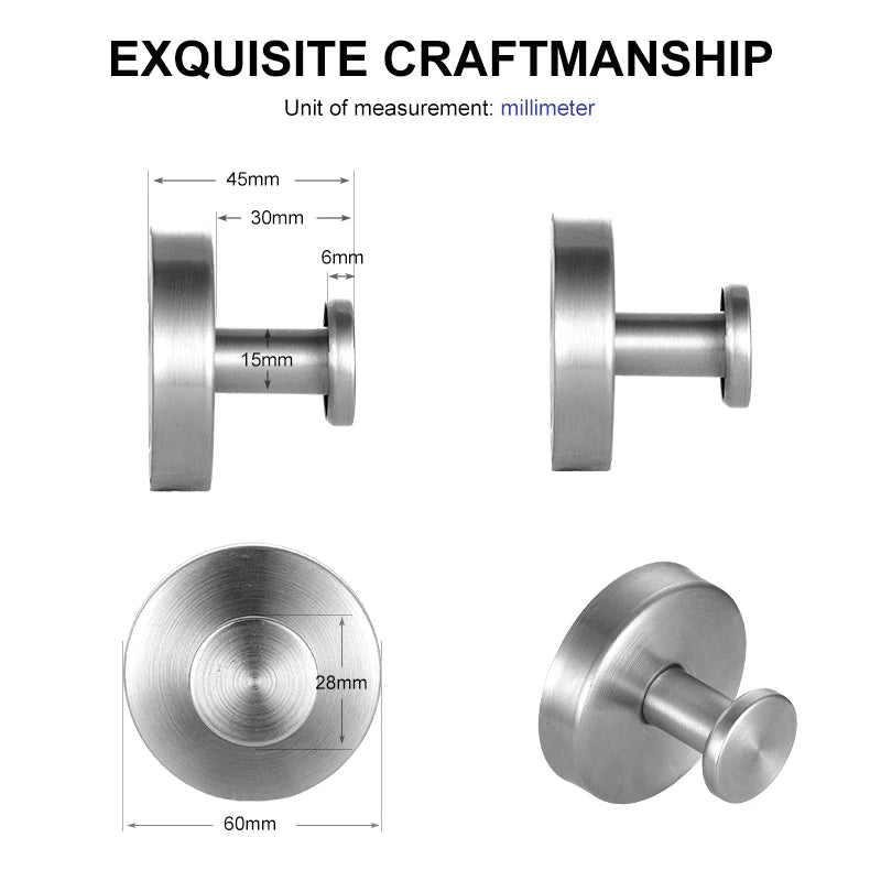 Reusable Stainless Steel Suction Cup Hook Waterproof Wall Mount Hooks Punch-free Kitchen