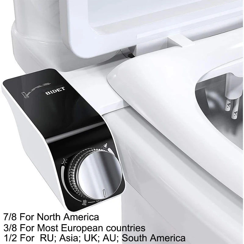 Bidet Toilet Seat Attachment Non-Electric Self-Cleaning Dual Nozzles Wash Hot Cold Mixer Water