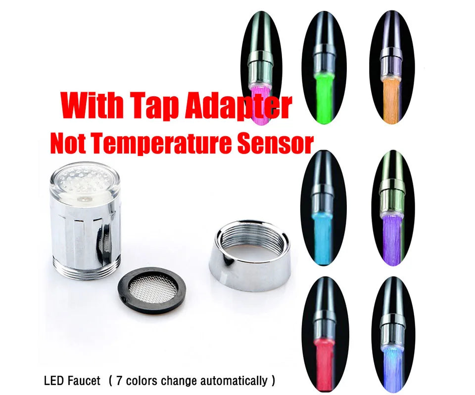 Faucet Night Light Lamp Sensor Hydropower Led Lights Shower Head Temperature Detectable Night Lights For Bathroom Multiple Color