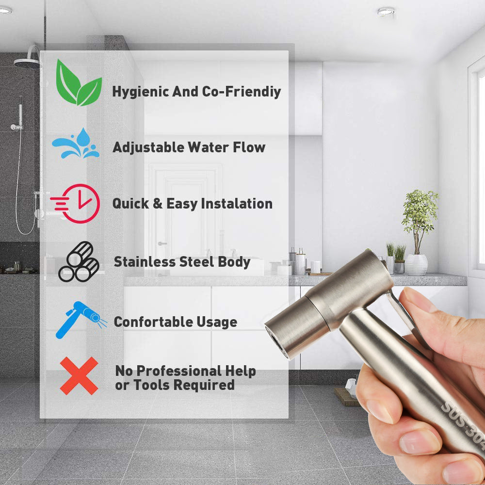 Stainless Steel Faucet Spray Gun Handheld Toilet Bidet Water Sprayer