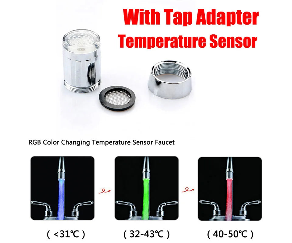 Faucet Night Light Lamp Sensor Hydropower Led Lights Shower Head Temperature Detectable Night Lights For Bathroom Multiple Color