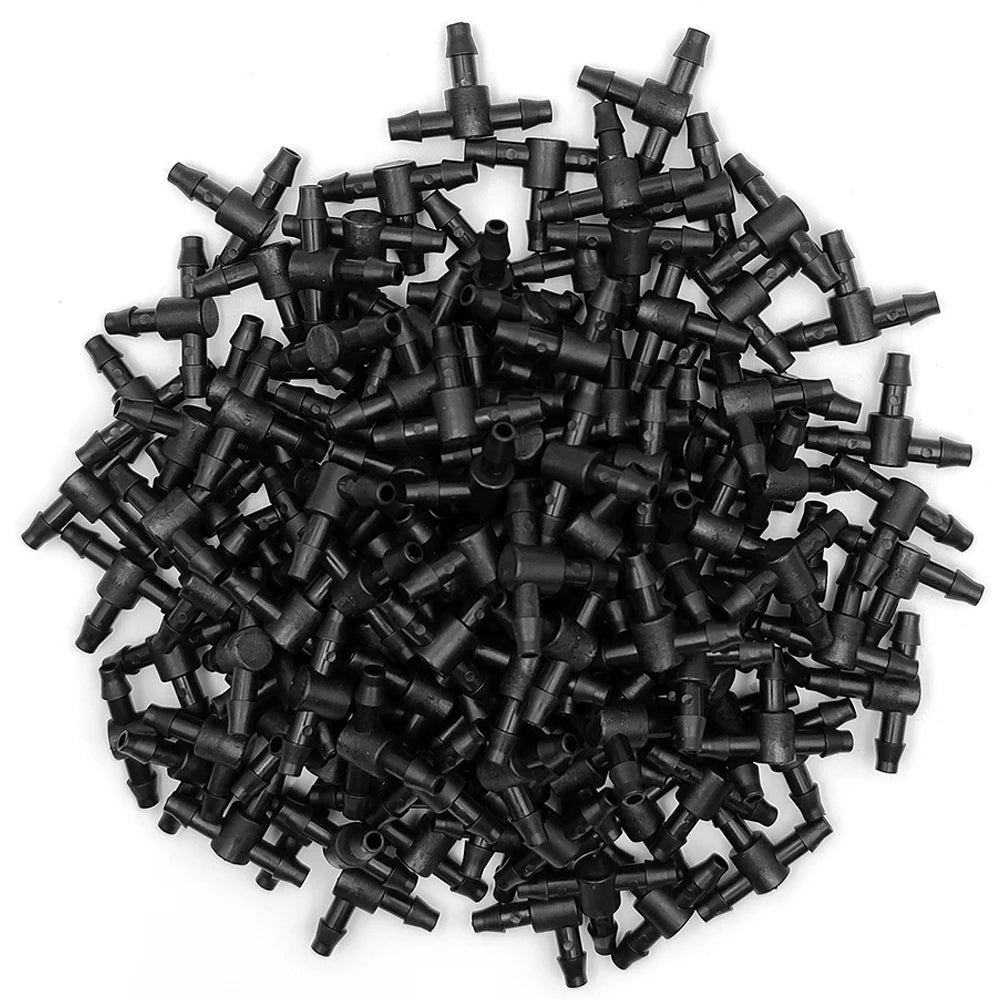 50PCS Plastic Barbed 3-Way TEE Connector for 4/7mm Tubing Watering Pipe Hose Couplings Micro Drip Irrigation Garden Tools