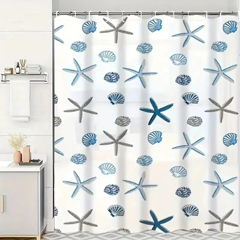 1pc With Pattern Shower Curtain PEVA Waterproof Shower Curtain