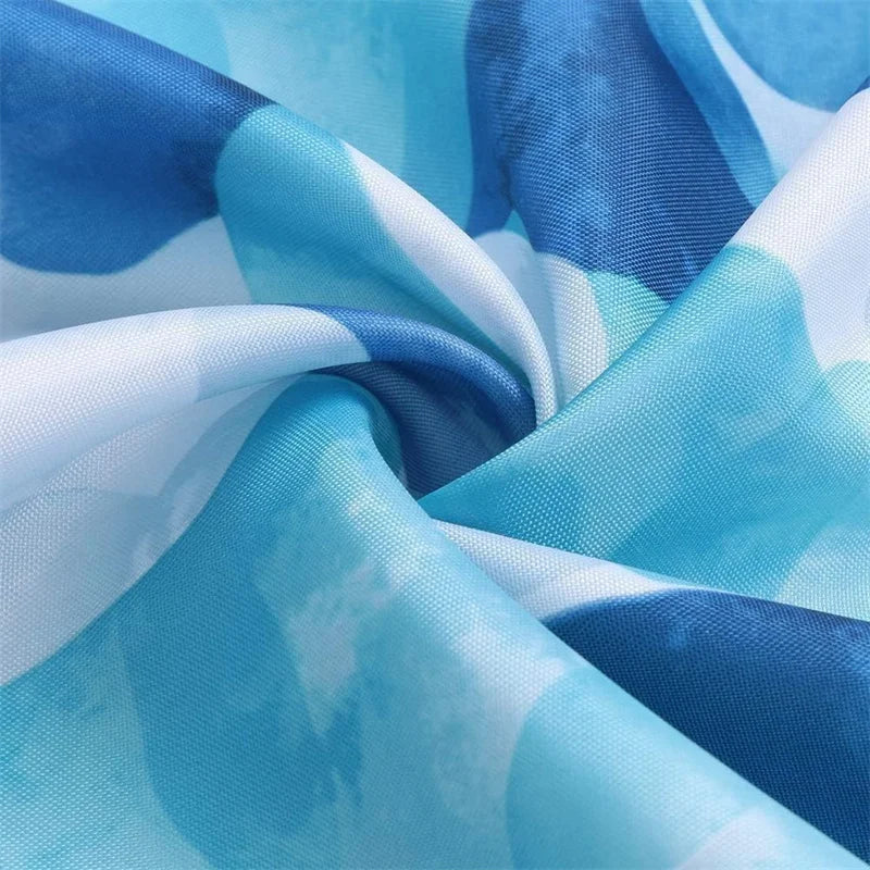 Shower Curtain Waterproof Fungus Resistant Polyester Blue Petal Shower Curtain For Bath Tub Shower Enclosure With Hooks