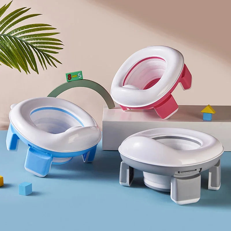 3 in 1 Travel Toilet Seat Foldable Children Potty with Bags Baby Pot Portable Silicone Baby Potty Training Toilet Seat