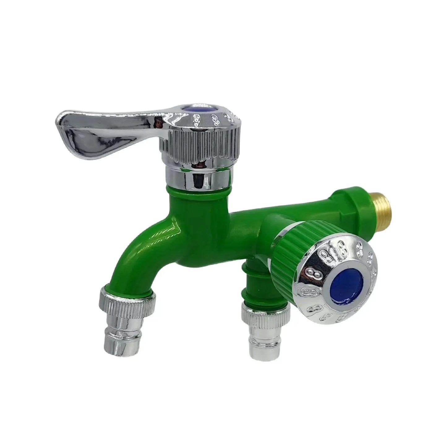 Faucet Double Outlet Dual Control Water Tap Plastic Connector 1/2" Universal Interface
