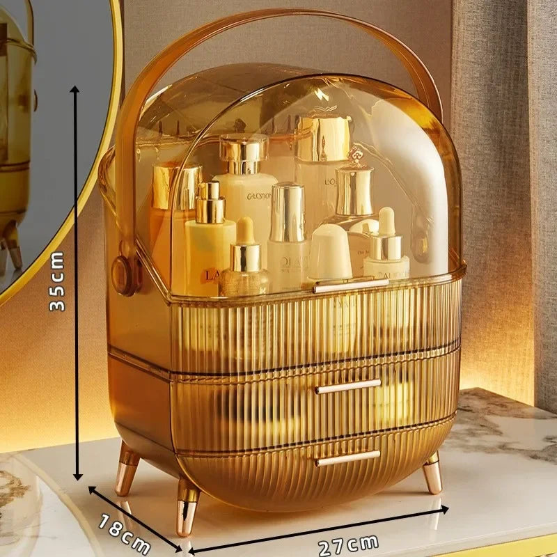 Cosmetics Storage Box Large Makeup Organizer Drawers Dustproof Display Cases for Vanity Makeup Brushes Holder with Lid