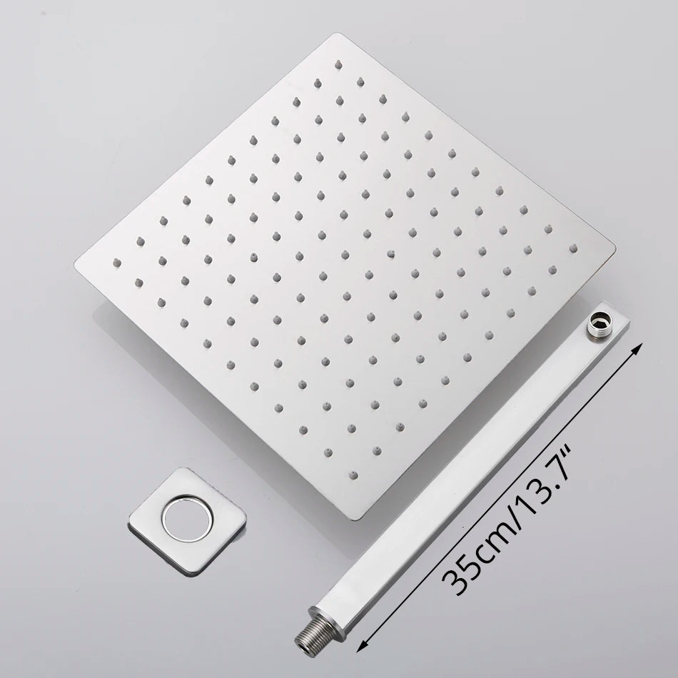 Rainfall Shower Head 8"/10"/12" Square Bathroom Ultrathin . Wall Mounted