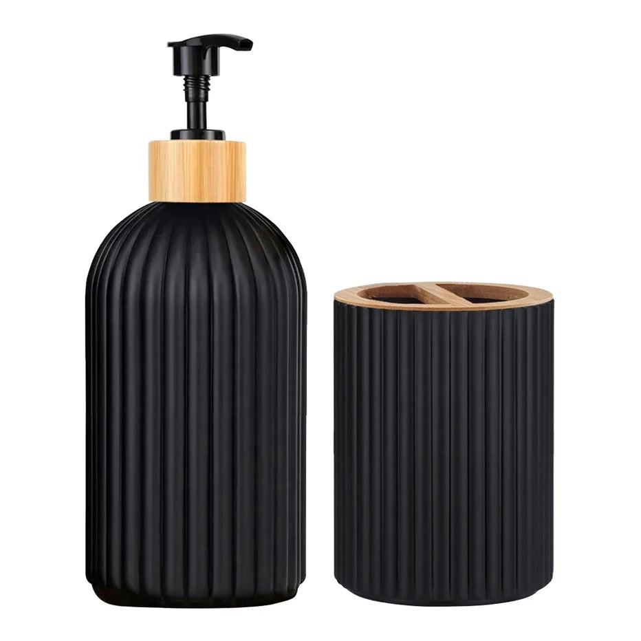 Bathroom Countertop Container Hand Soap Dispenser Cotton Ball Storage Box Toothbrush Holder