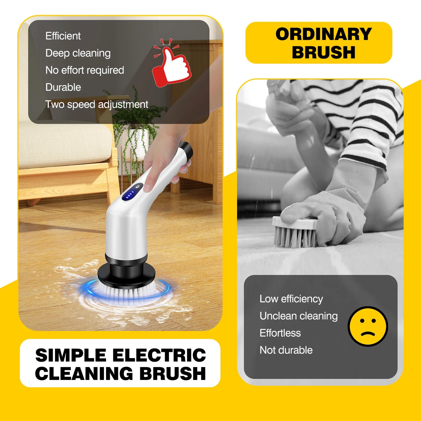 3-IN-1 Electric Cleaning Brush Multi-functional USB Rechargeable Electric Rotary Scrubber