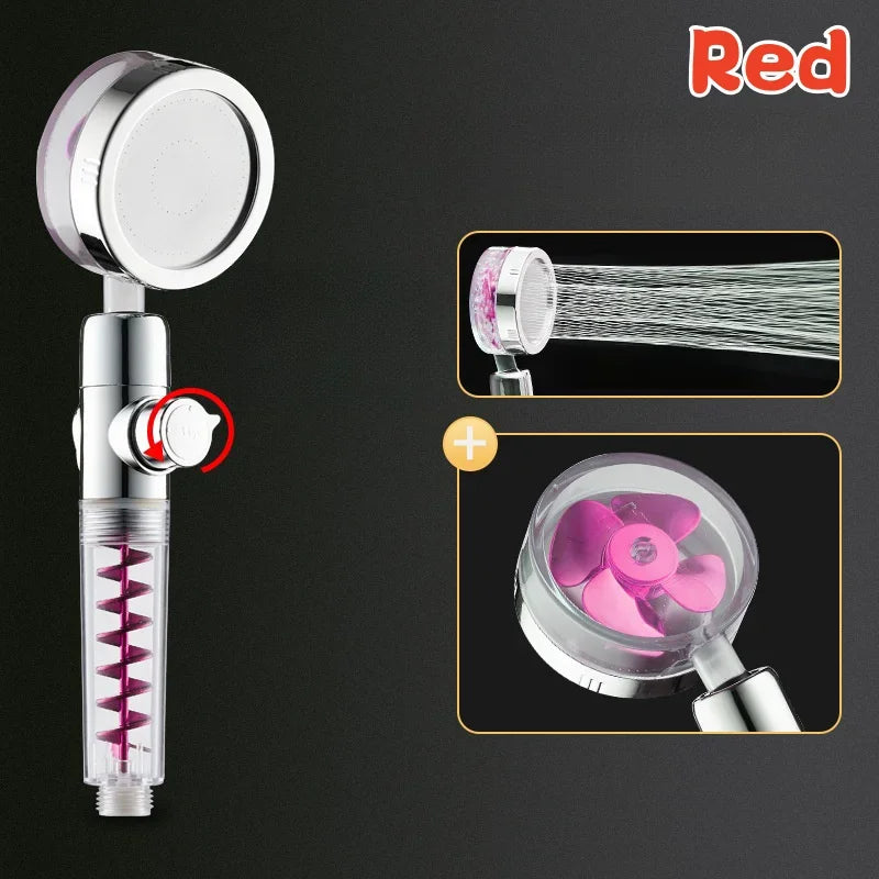 New High Pressure Shower Head Twin Turbocharged Shower Head Handheld Turbo Fan