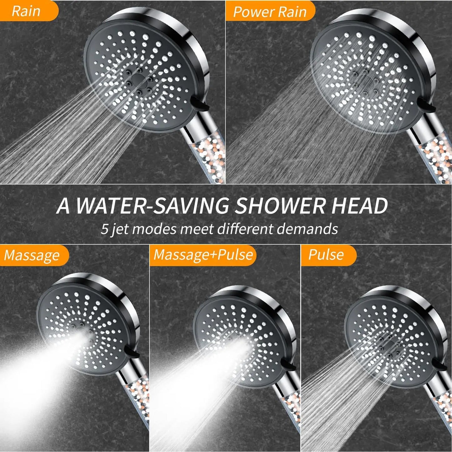 Bathroom Handheld 5-speed Adjustment Filter Booster Shower Head