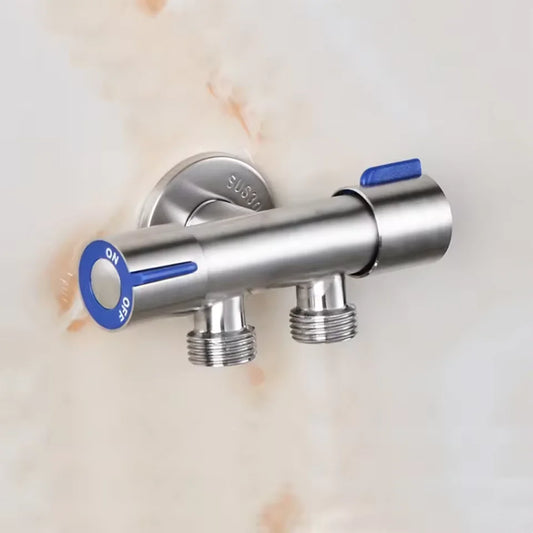 Stainless Steel Single Cold Water 1 In 2 Out Bathroom Toilet Angle Valve Washing Machine Double Outlet Water Tap
