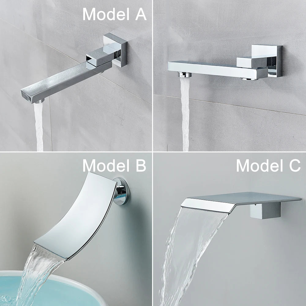 Chrome Bathroom Shower Faucet Set 2/3 Way Rainfall Mixed Brass Diverter Mixer Tap 8-16" Head Wall Mounted Embedded Box Control