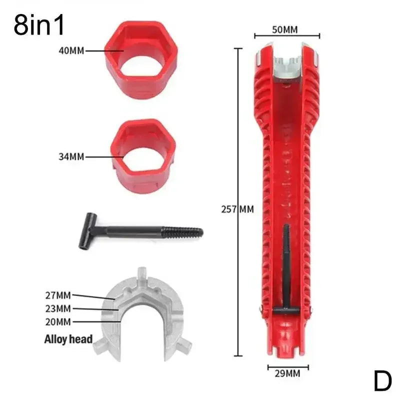 8 in 1 Anti-Slip Flume Socket Wrench Nut Remover for Sink Repair Bathroom Faucet Assembly Plumbing Installation Hand Tool