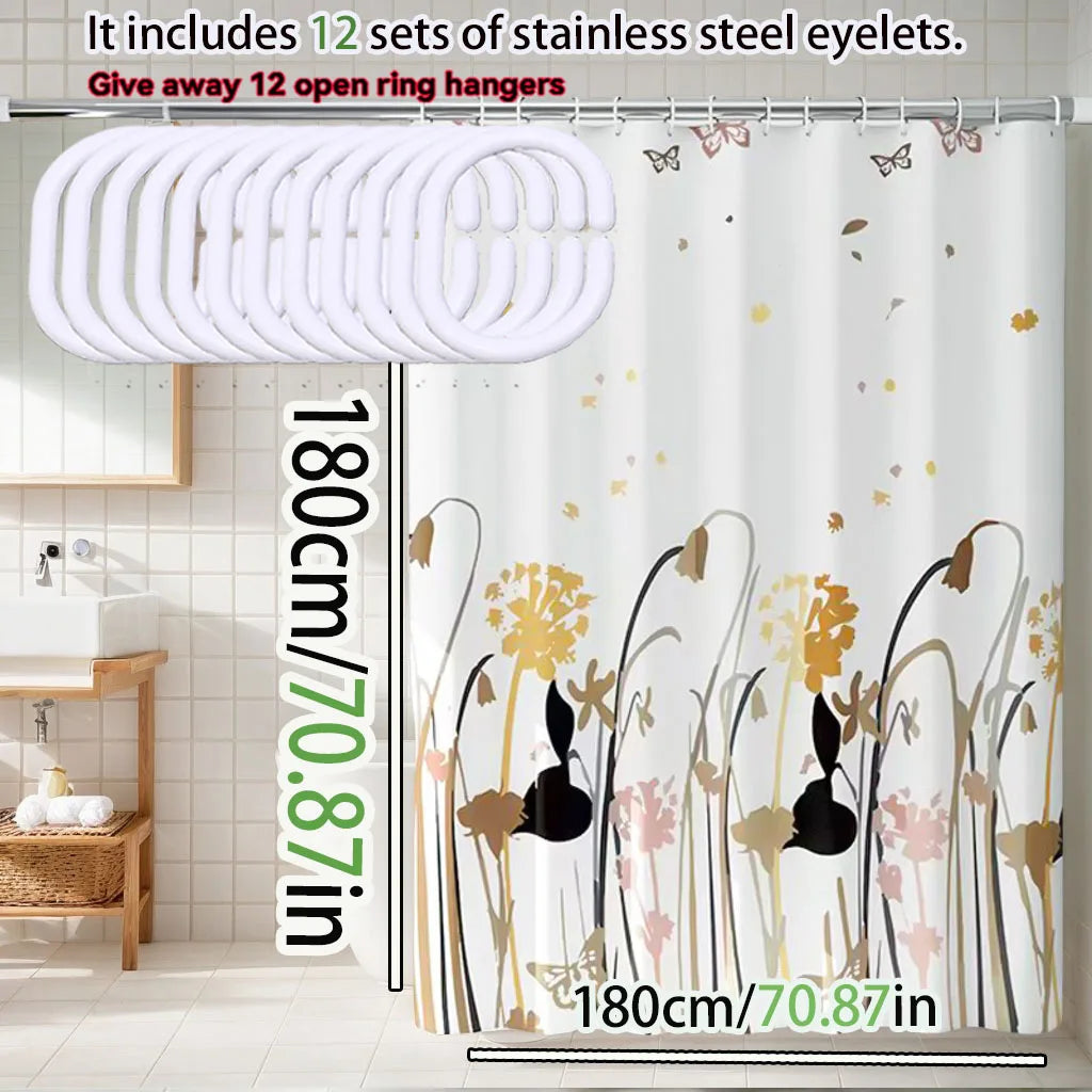 Dandelion pattern shower curtain PEVA material waterproof curtain