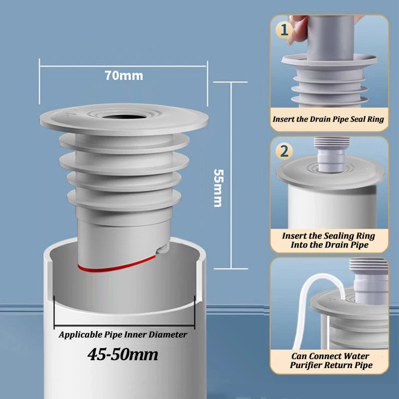 Silicone Bathroom Sewer Seal Ring Kitchen Sink Sewer Pipe Plug Washing Machine Anti-odor Leakage Floor Drain Connector Stopper
