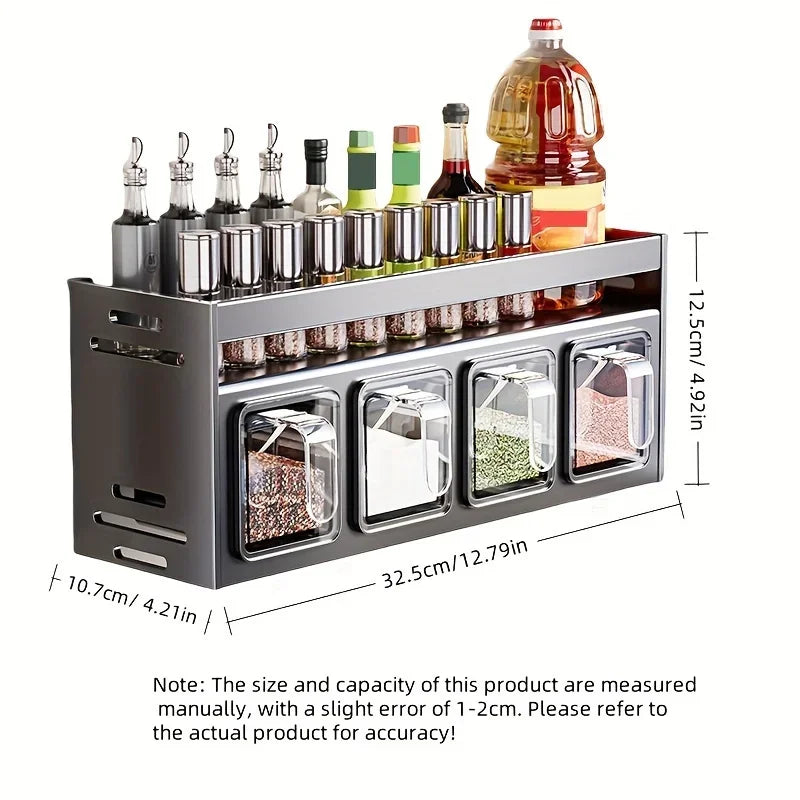 Stainless Steel Kitchen Spice Rack Wall-Mounted Multi-Functional Spice Rack Box