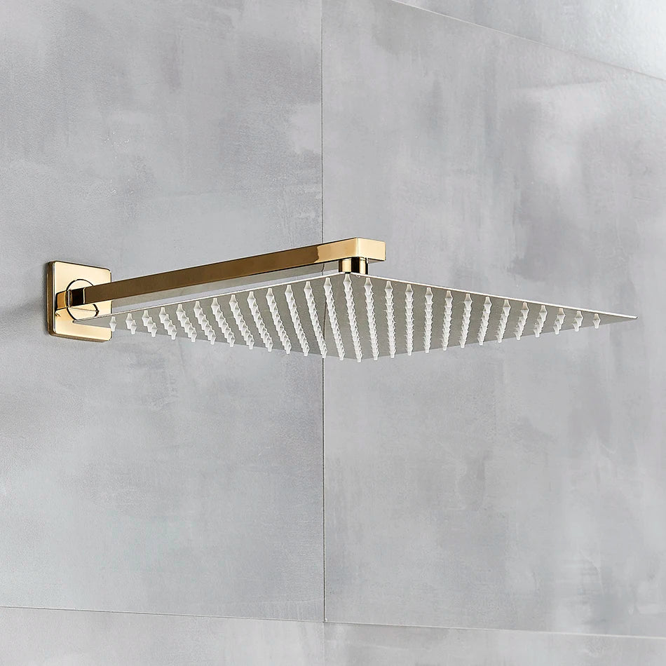 Rainfall Shower Head 8"/10"/12" Square Bathroom Ultrathin . Wall Mounted
