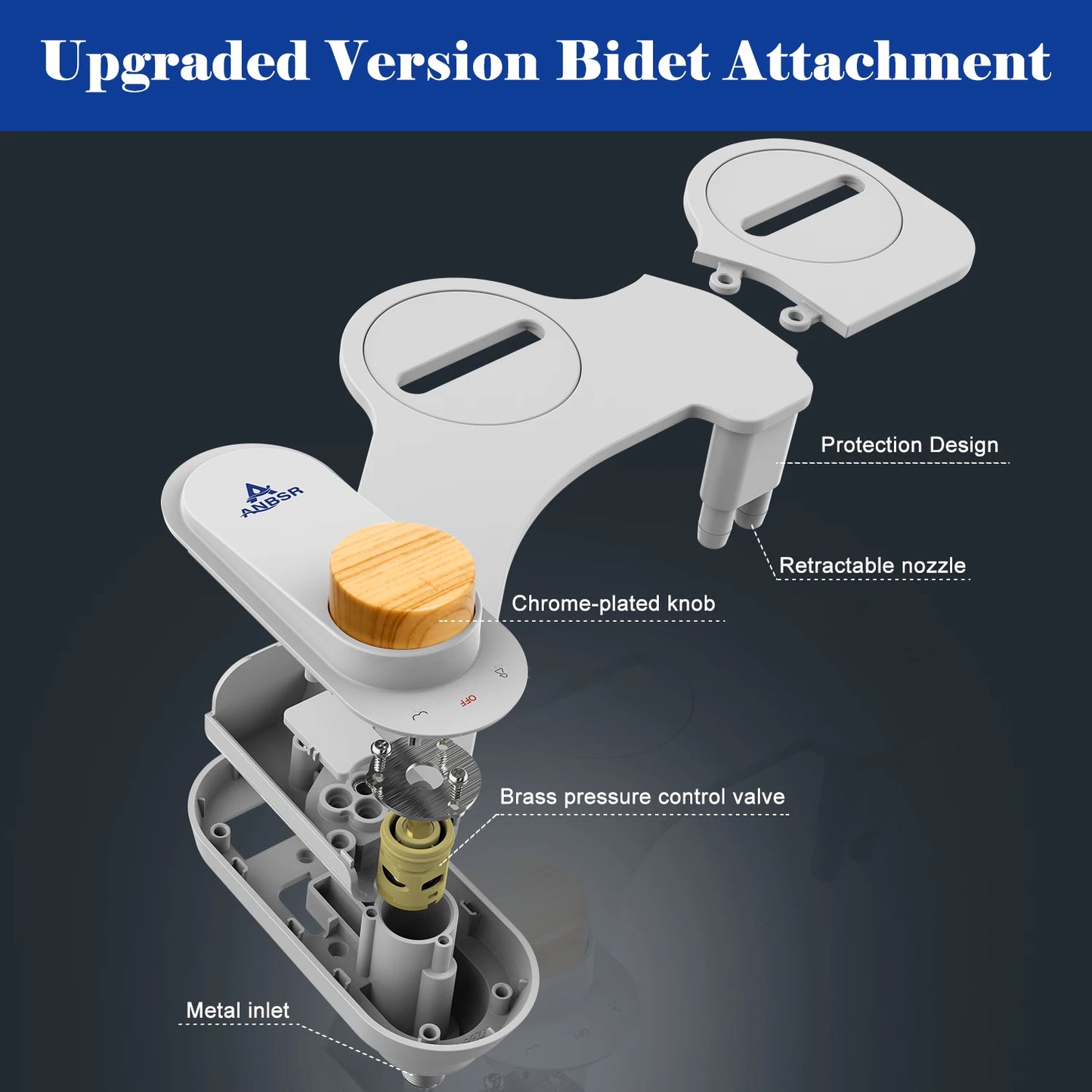 Fresh Water Non-Electric Bidet Attachment for Toilet Seat, Adjustable Water Pressure, Rear Wash